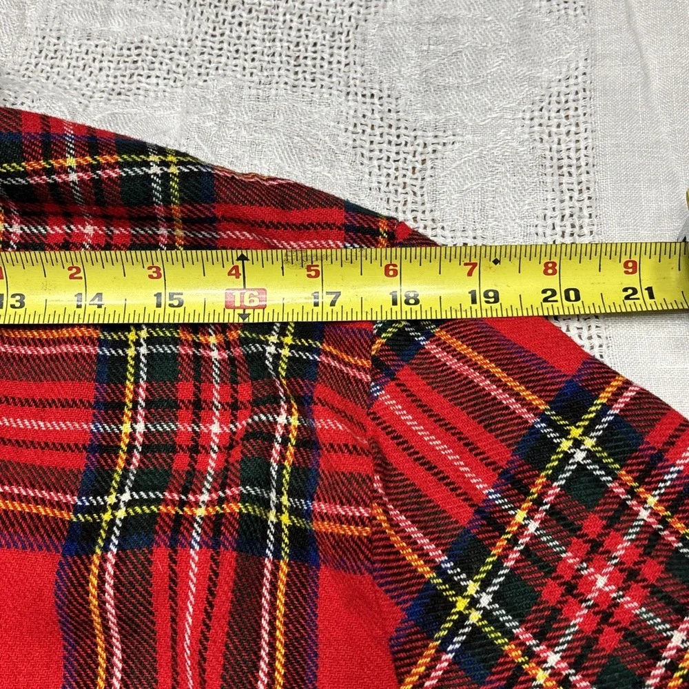 Vtg Sz L Henryk Shirt Mens Large Red Blue Plaid Button Up Wool Blend Made UK 90s